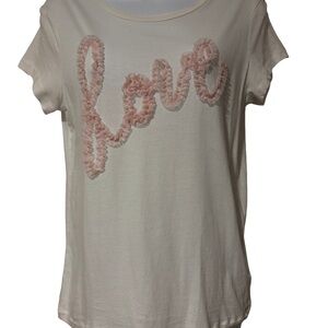 Victorias Secret White T-Shirt with Beautiful Pink Embellishment size S